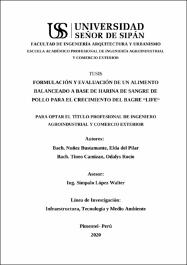 Formulación y evaluación de un alimento balanceado a base de harina de  sangre de pollo para el crecimiento del bagre “Life“