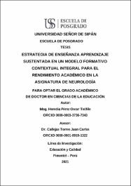 Estrategia de enseñanza aprendizaje sustentada en un modelo formativo  contextual integral para el rendimiento académico en la asignatura de  Neurología